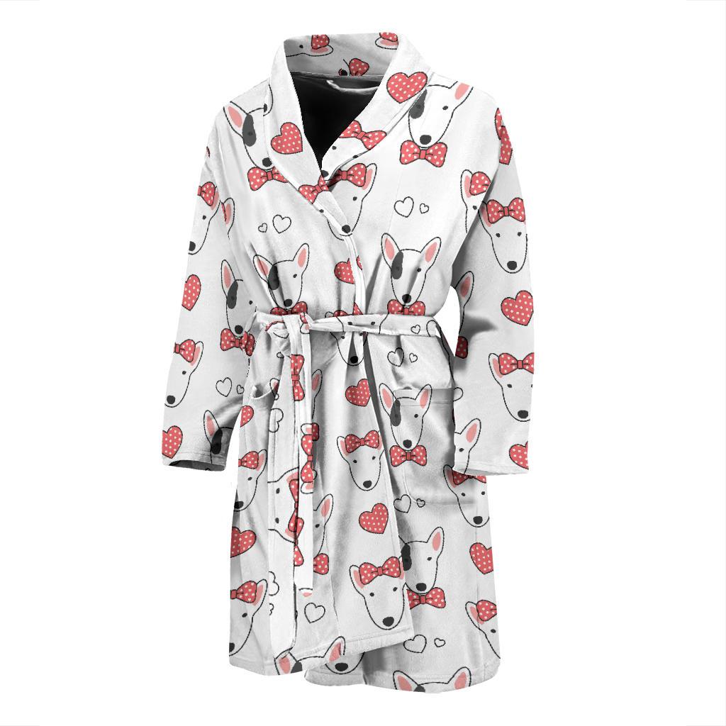 Bull Terriers Pattern Print Design 08 Men Bathrobe-JORJUNE.COM