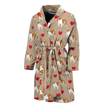 Bulldogs Pattern Print Design 02 Men Bathrobe-JORJUNE.COM