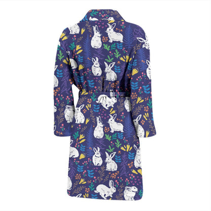 Bunny Pattern Print Design 01 Men Bathrobe-JORJUNE.COM