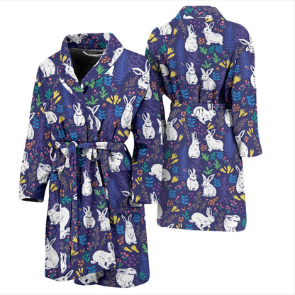 Bunny Pattern Print Design 01 Men Bathrobe-JORJUNE.COM