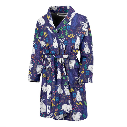Bunny Pattern Print Design 01 Men Bathrobe-JORJUNE.COM