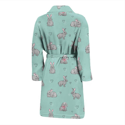 Bunny Pattern Print Design 02 Men Bathrobe-JORJUNE.COM
