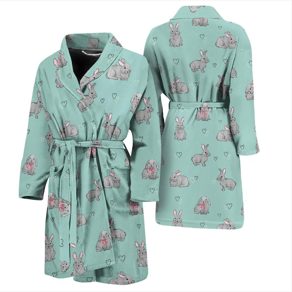 Bunny Pattern Print Design 02 Men Bathrobe-JORJUNE.COM