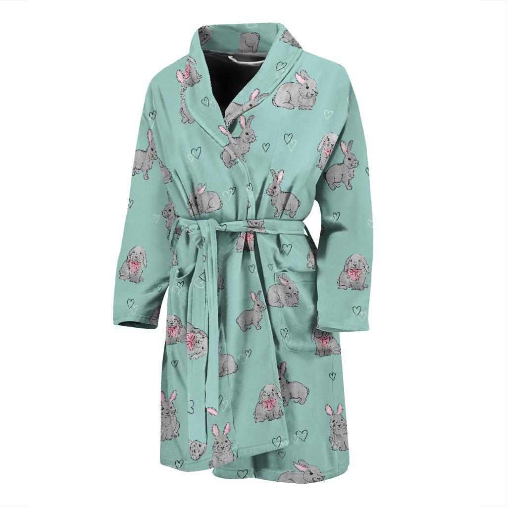 Bunny Pattern Print Design 02 Men Bathrobe-JORJUNE.COM