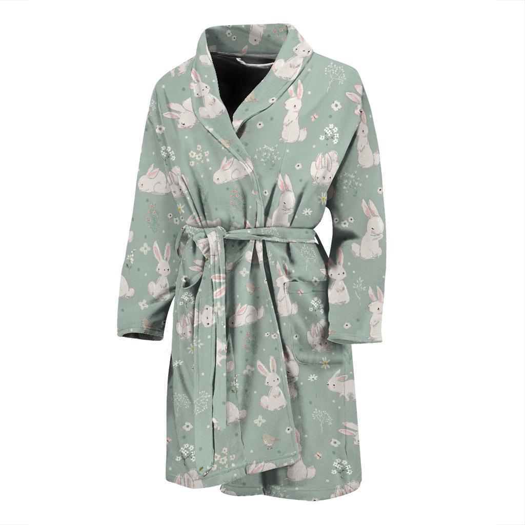 Bunny Pattern Print Design 03 Men Bathrobe-JORJUNE.COM