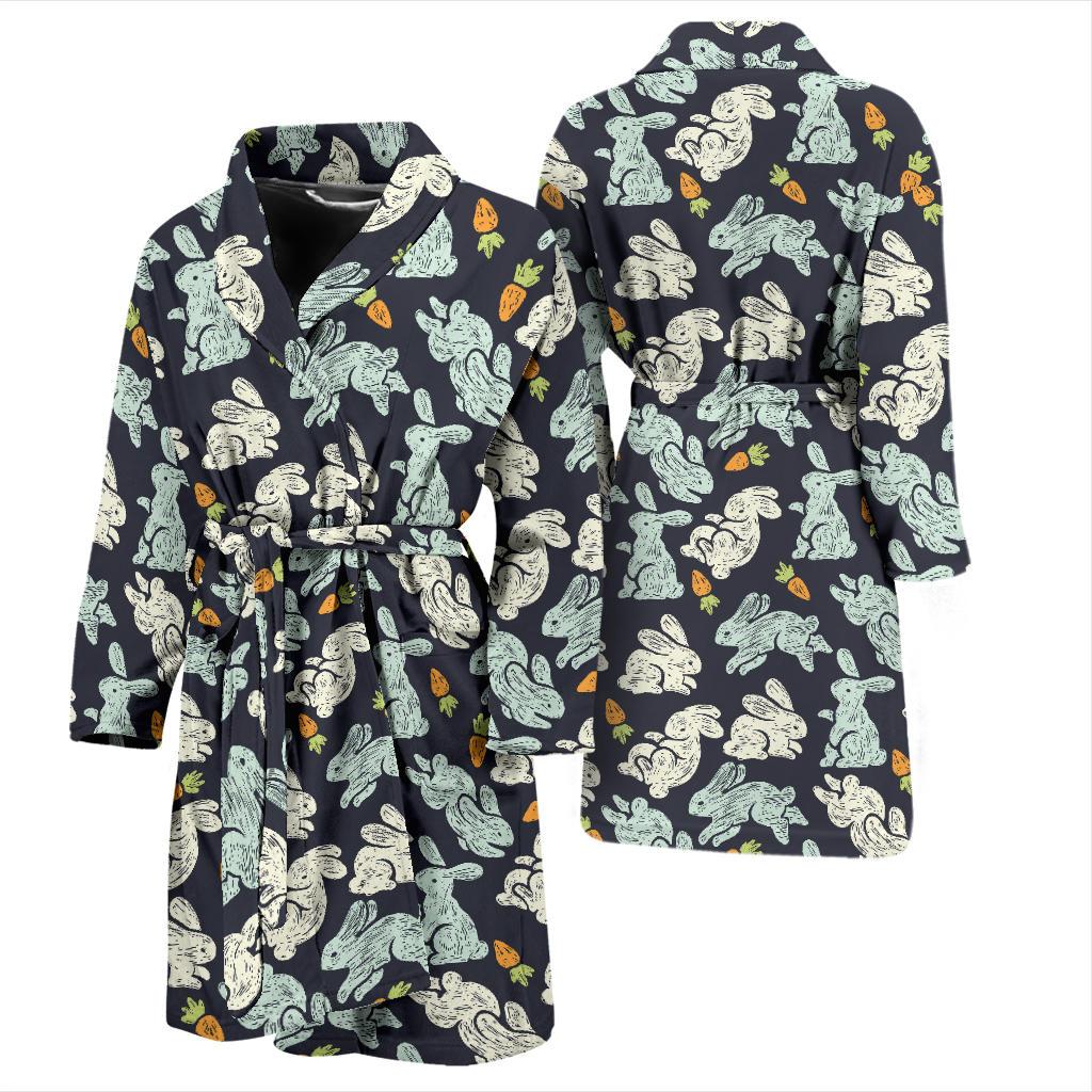 Bunny Pattern Print Design 04 Men Bathrobe-JORJUNE.COM