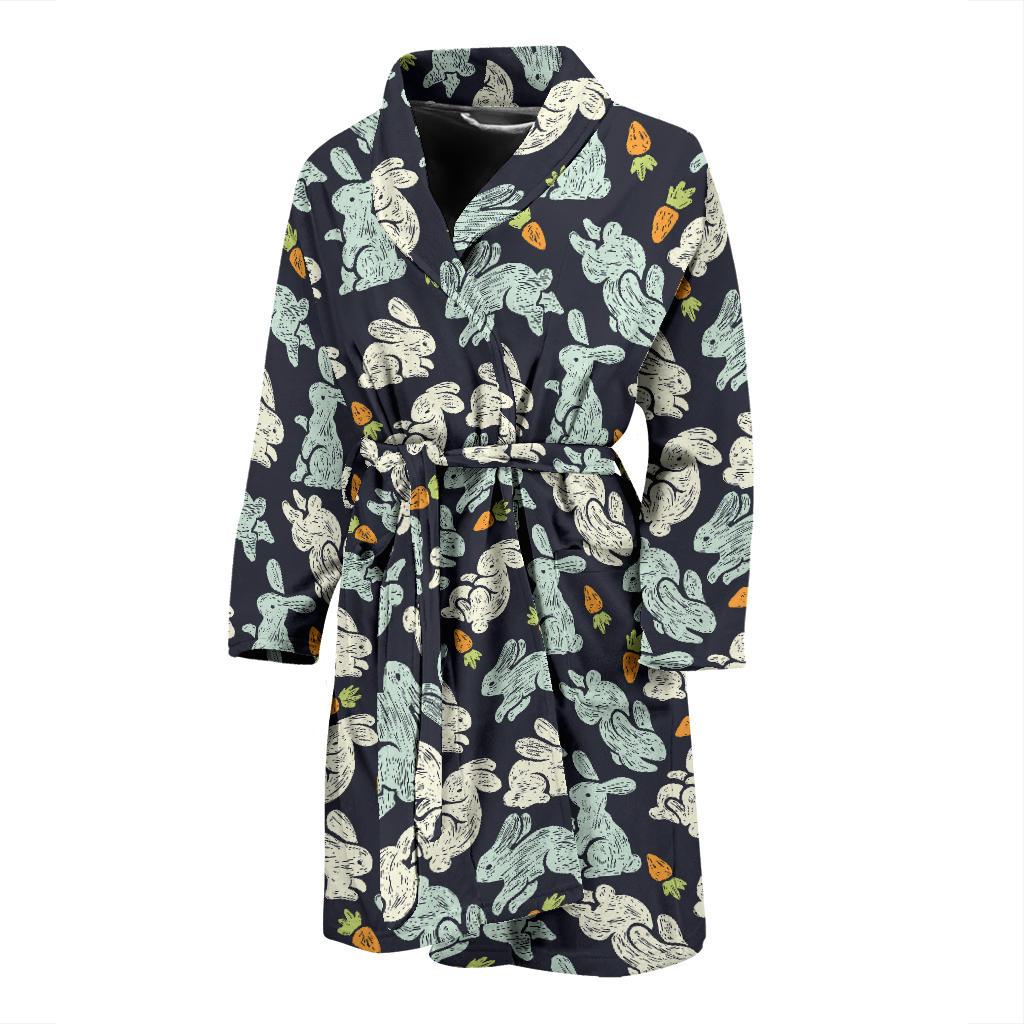 Bunny Pattern Print Design 04 Men Bathrobe-JORJUNE.COM