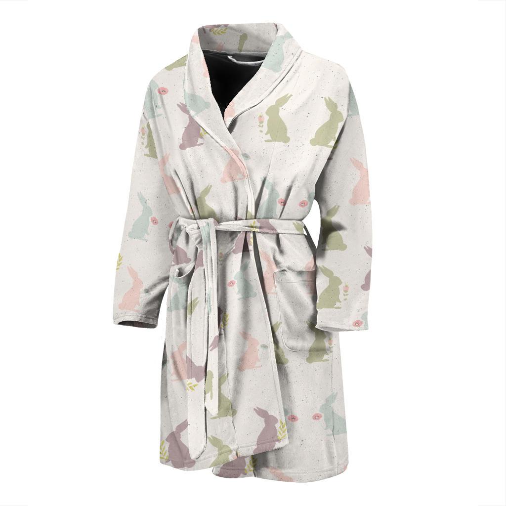 Bunny Pattern Print Design 05 Men Bathrobe-JORJUNE.COM