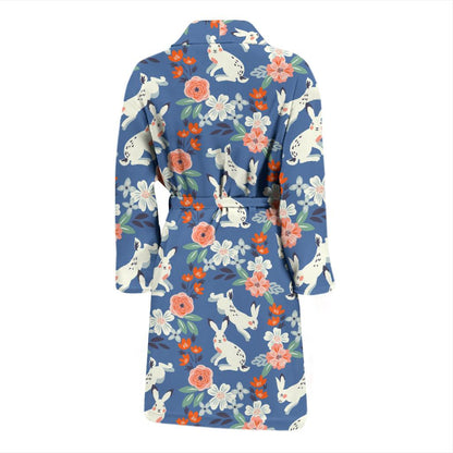 Bunny Pattern Print Design 07 Men Bathrobe-JORJUNE.COM