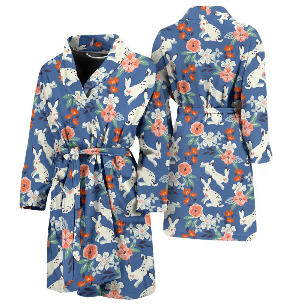 Bunny Pattern Print Design 07 Men Bathrobe-JORJUNE.COM