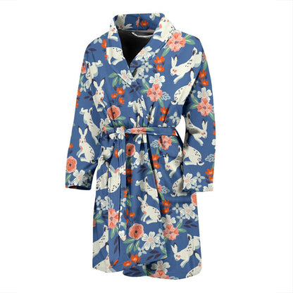 Bunny Pattern Print Design 07 Men Bathrobe-JORJUNE.COM