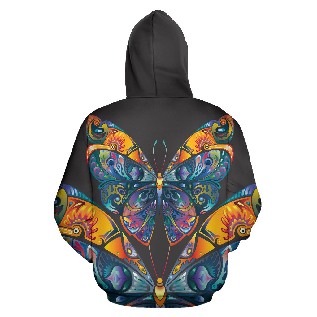 Butterfly Art Colorful All Over Zip Up Hoodie