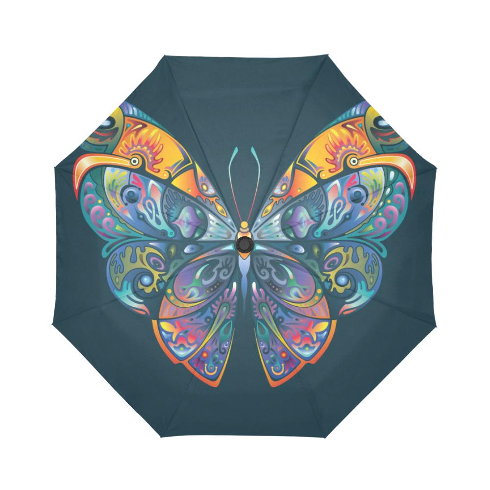 Butterfly Art Colorful Automatic Foldable Umbrella