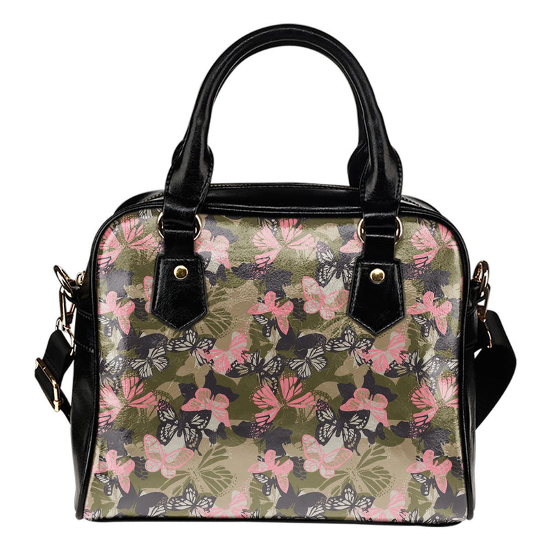 Butterfly camouflage Leather Shoulder Handbag