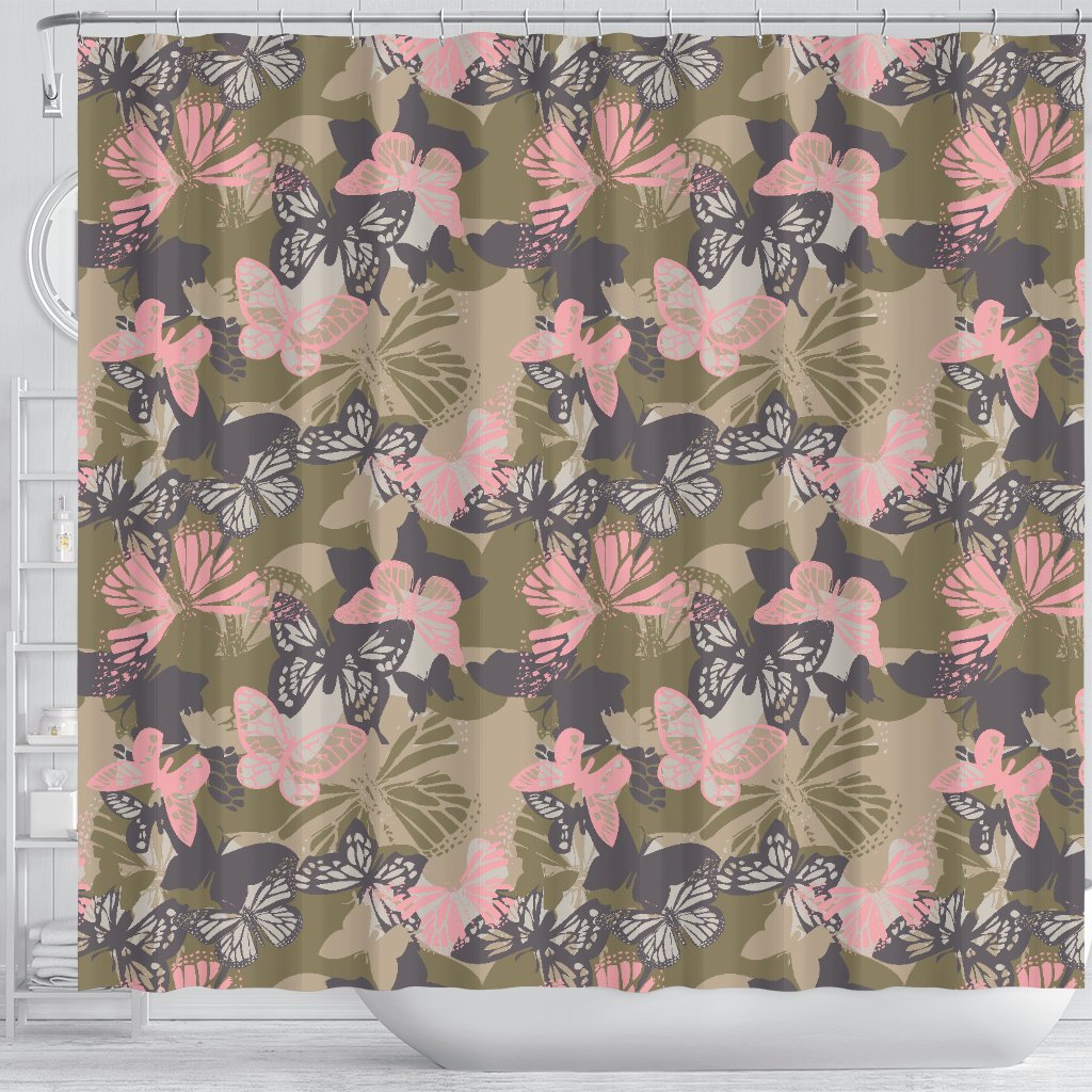 Butterfly camouflage Shower Curtain