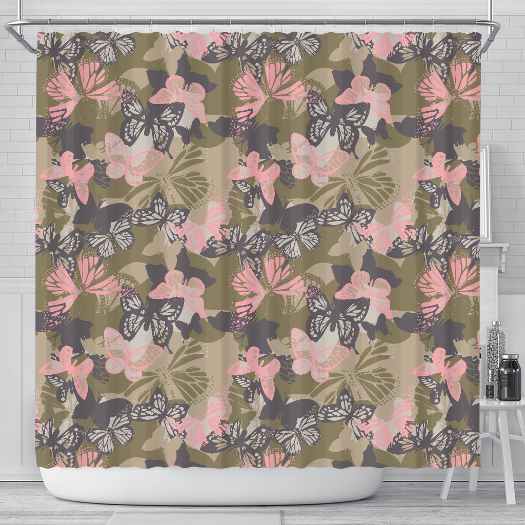 Butterfly camouflage Shower Curtain