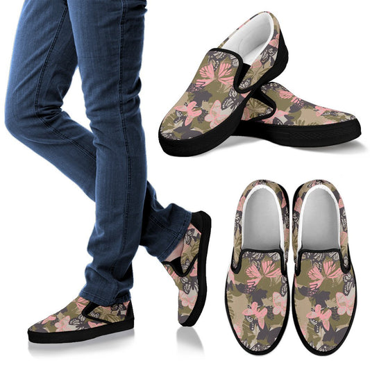 Butterfly Camouflage Women Slip On Shoes