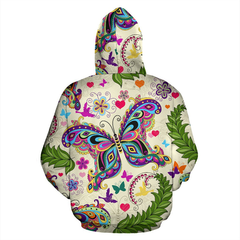 Butterfly Colorful Indian Style All Over Zip Up Hoodie