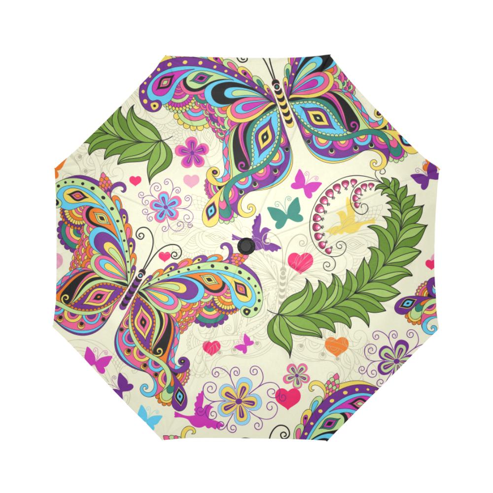 Butterfly Colorful Indian Style Automatic Foldable Umbrella