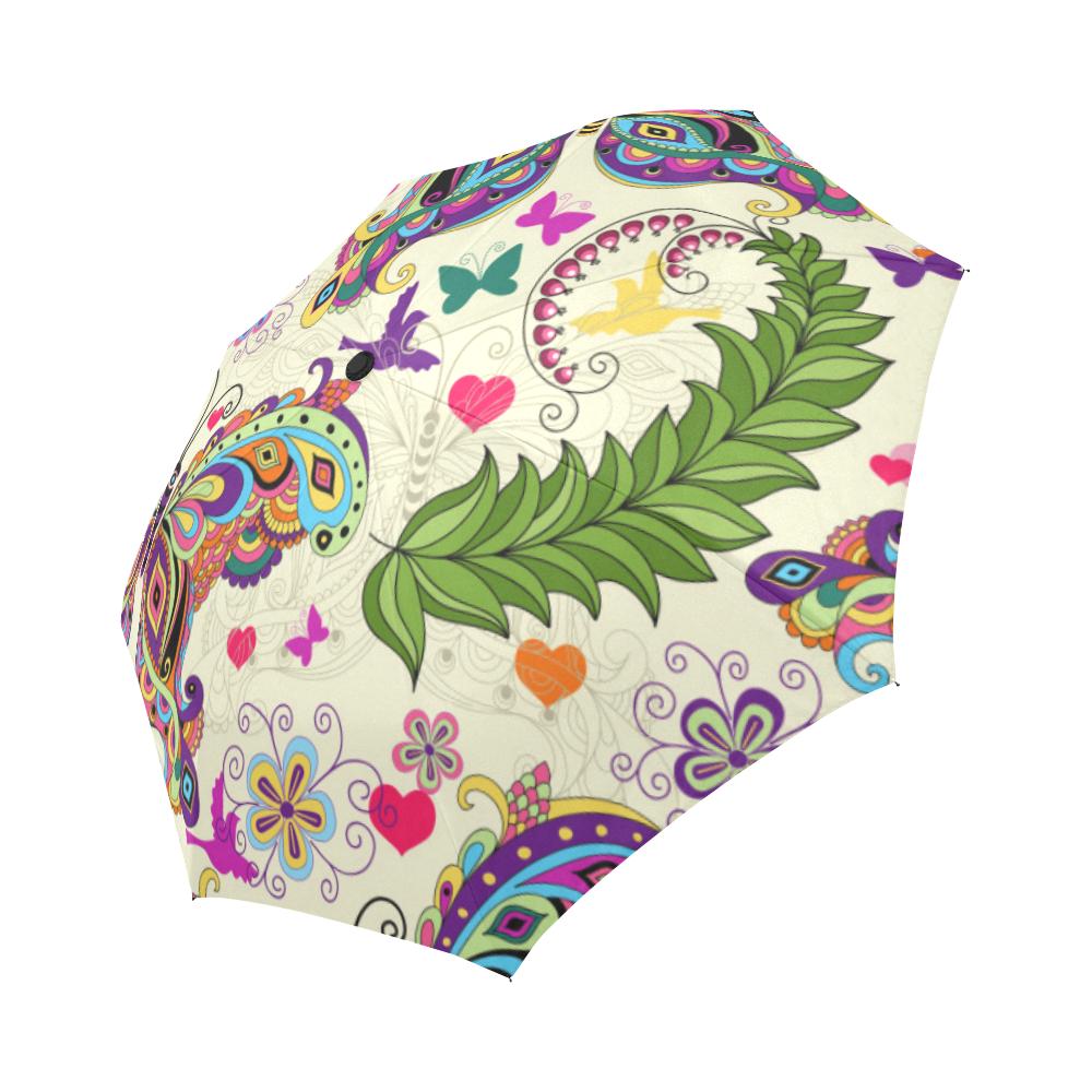 Butterfly Colorful Indian Style Automatic Foldable Umbrella