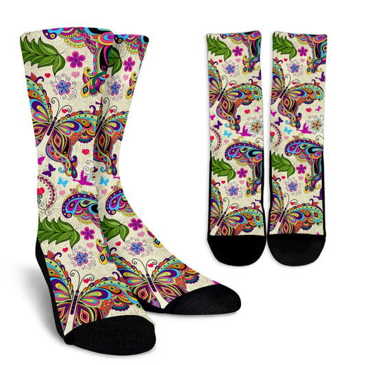 Butterfly Colorful Indian Style Crew Socks