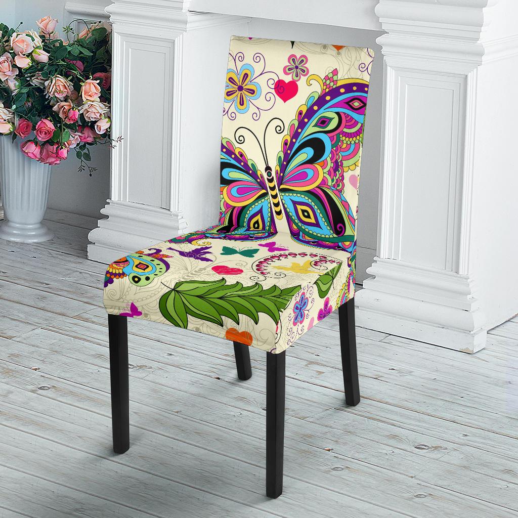 Butterfly Colorful Indian Style Dining Chair Slipcover-JORJUNE.COM