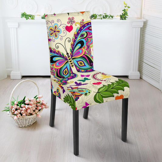 Butterfly Colorful Indian Style Dining Chair Slipcover-JORJUNE.COM