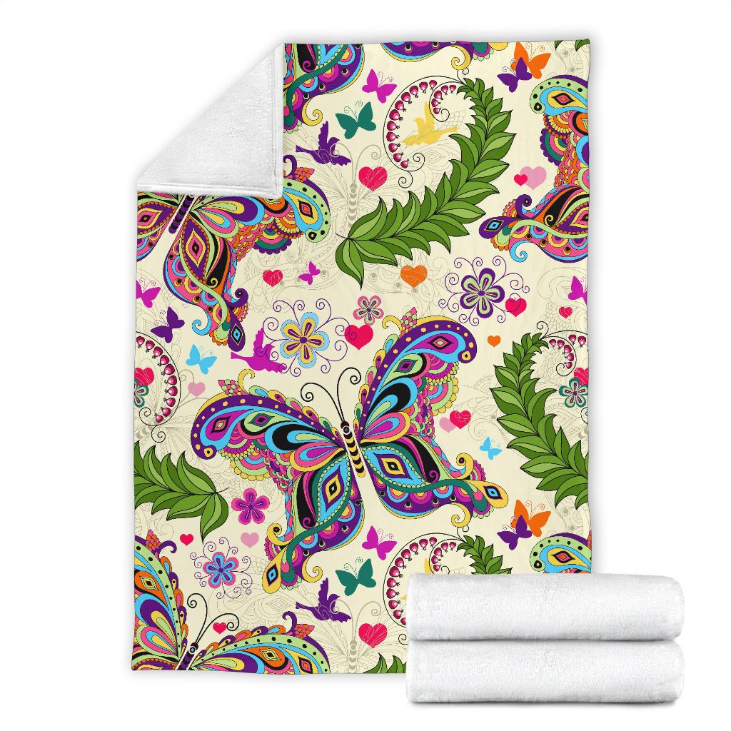 Butterfly Colorful Indian Style Fleece Blanket