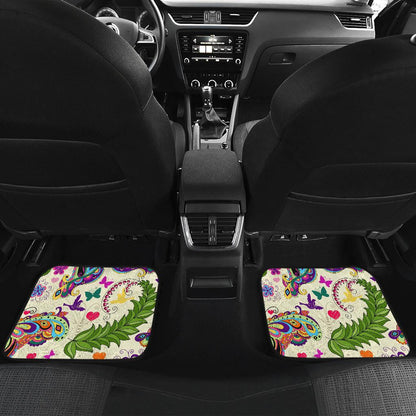 Butterfly Colorful Indian Style Front and Back Car Floor Mats