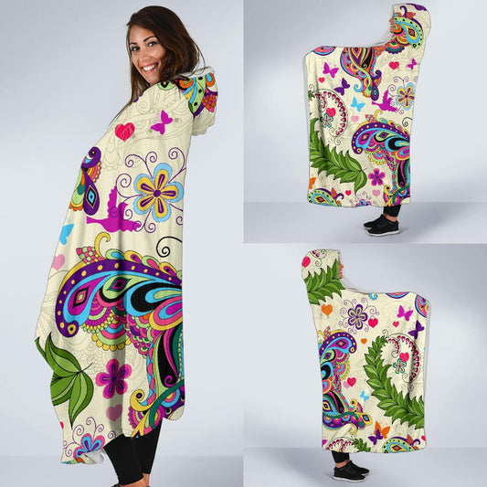 Butterfly Colorful Indian Style Hooded Blanket-JORJUNE.COM