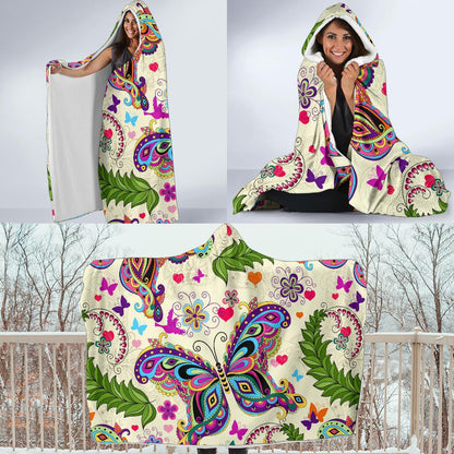 Butterfly Colorful Indian Style Hooded Blanket-JORJUNE.COM