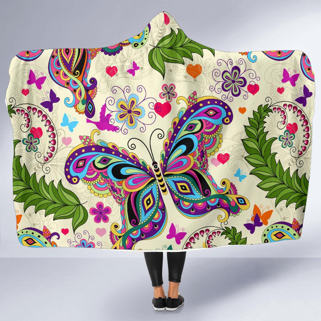 Butterfly Colorful Indian Style Hooded Blanket-JORJUNE.COM