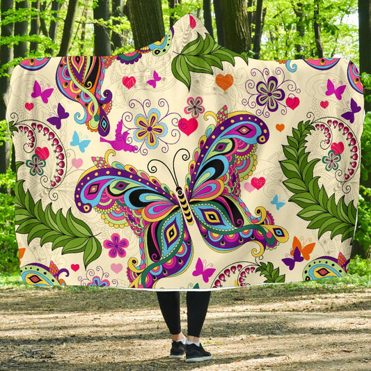 Butterfly Colorful Indian Style Hooded Blanket-JORJUNE.COM