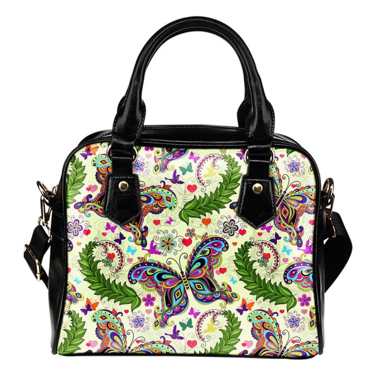 Butterfly Colorful Indian Style Leather Shoulder Handbag