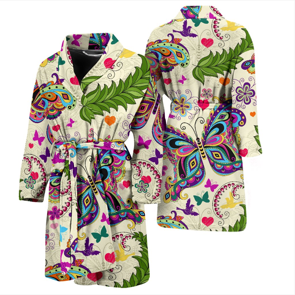 Butterfly Colorful Indian Style Men Bath Robe