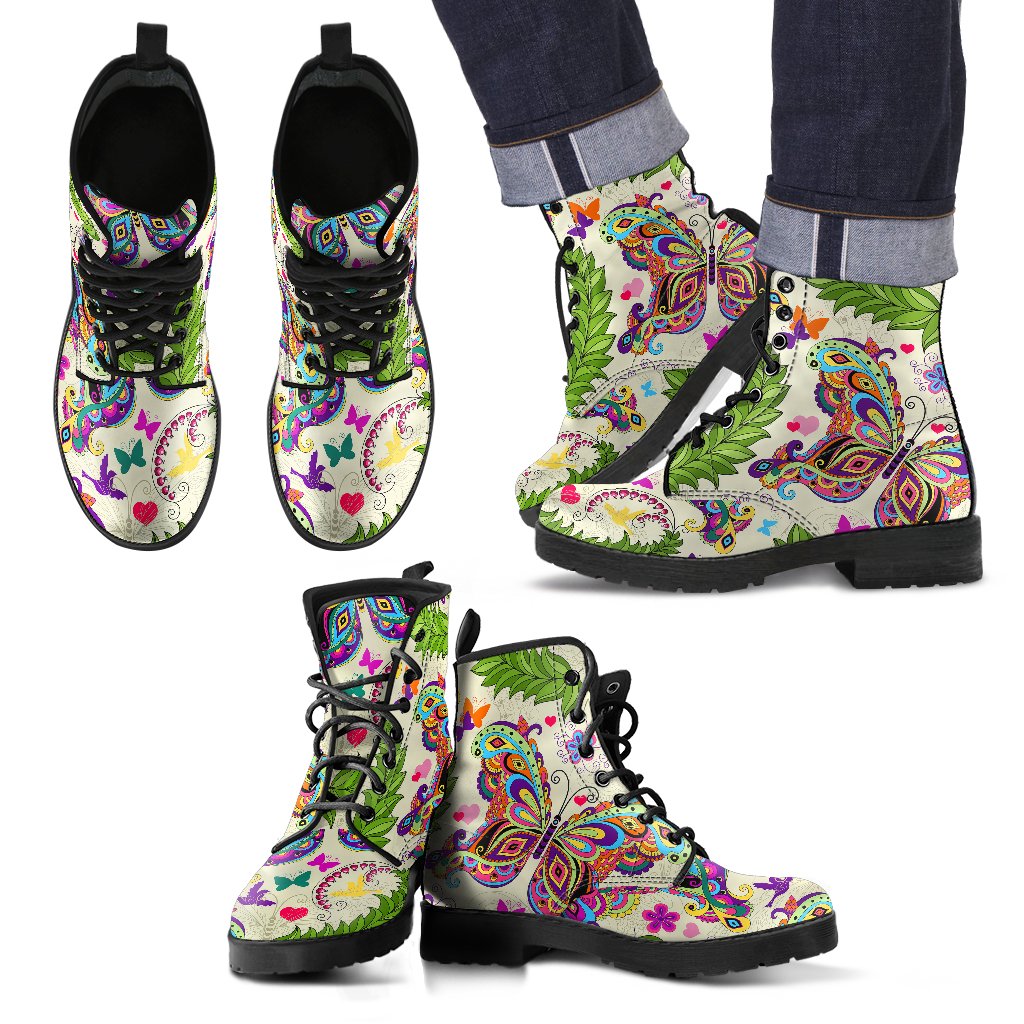 Butterfly Colorful Indian Style Men Leather Boots