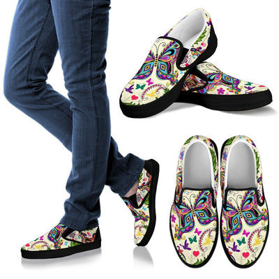 Butterfly Colorful Indian Style Men Slip On Shoes