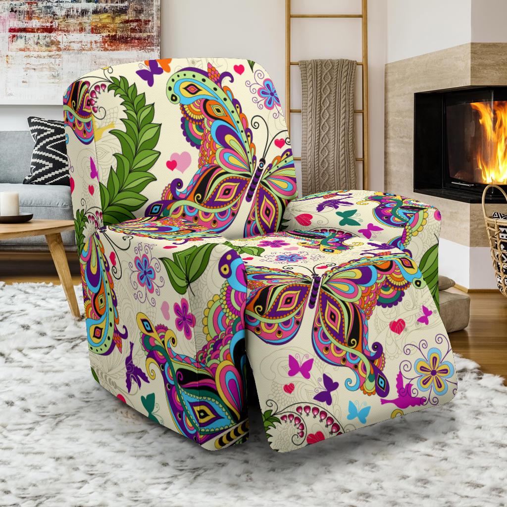 Butterfly Colorful Indian Style Recliner Slipcover-JORJUNE.COM