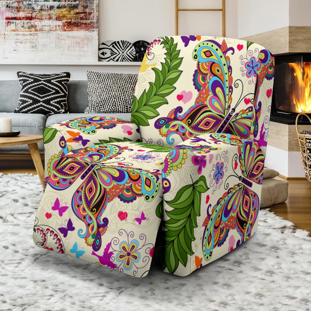 Butterfly Colorful Indian Style Recliner Slipcover-JORJUNE.COM