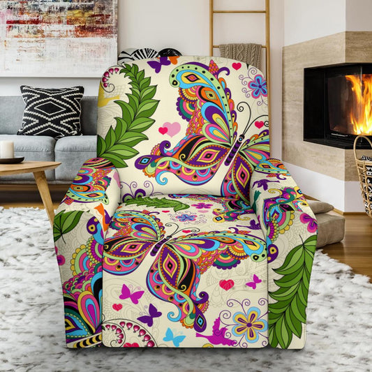 Butterfly Colorful Indian Style Recliner Slipcover-JORJUNE.COM