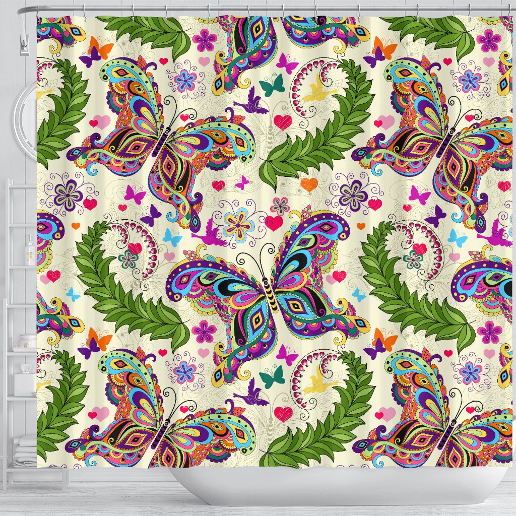 Butterfly Colorful Indian Style Shower Curtain