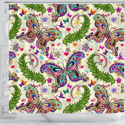 Butterfly Colorful Indian Style Shower Curtain