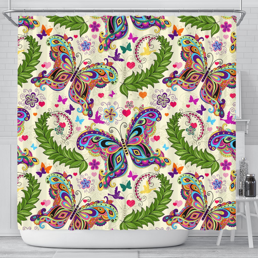 Butterfly Colorful Indian Style Shower Curtain