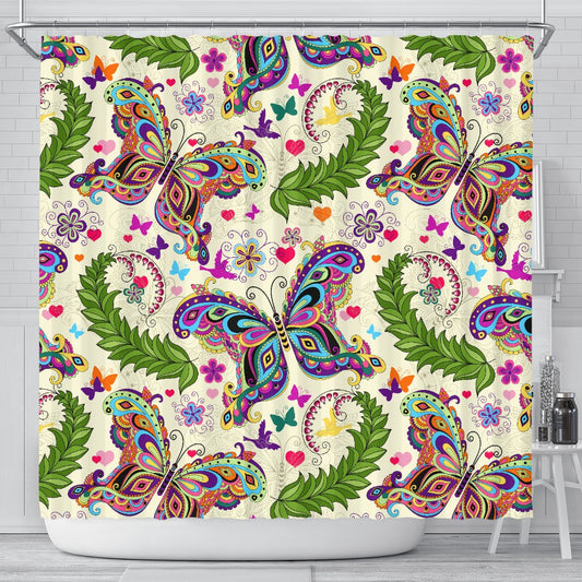 Butterfly Colorful Indian Style Shower Curtain