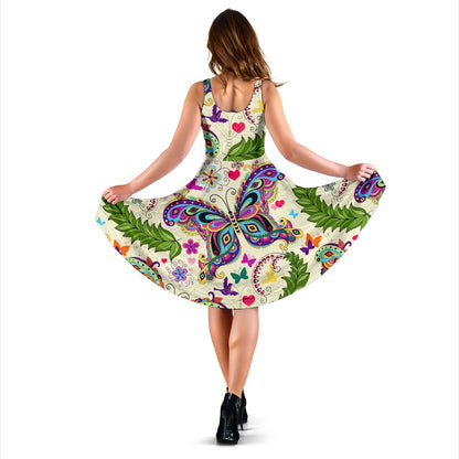 Butterfly Colorful Indian Style Sleeveless Mini Dress
