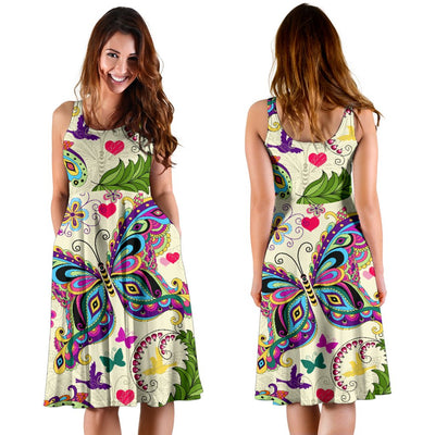 Butterfly Colorful Indian Style Sleeveless Mini Dress