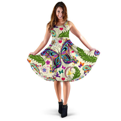 Butterfly Colorful Indian Style Sleeveless Mini Dress
