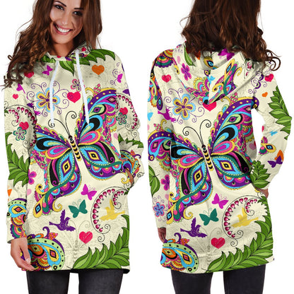 Butterfly Colorful Indian Style Women Hoodie Dress