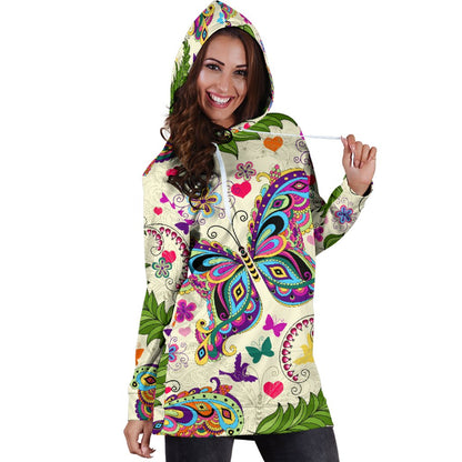 Butterfly Colorful Indian Style Women Hoodie Dress