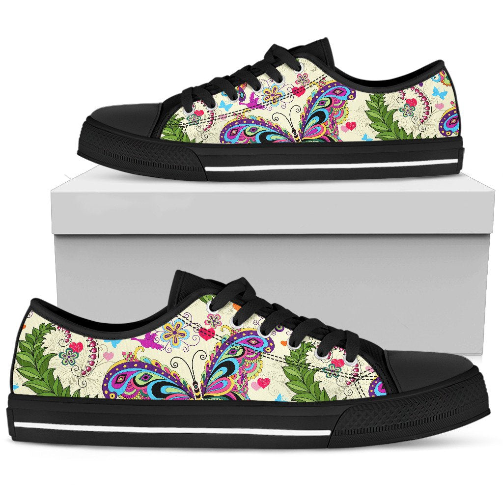 Butterfly Colorful Indian Style Women Low Top Shoes